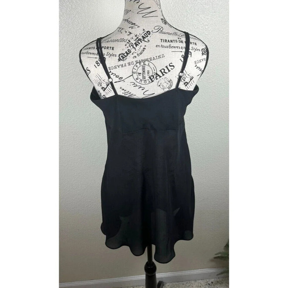 Victoria's Secret Vintage 80's Gold Label Black Sheer Chemise Wrap Style Size L - Picture 4 of 7